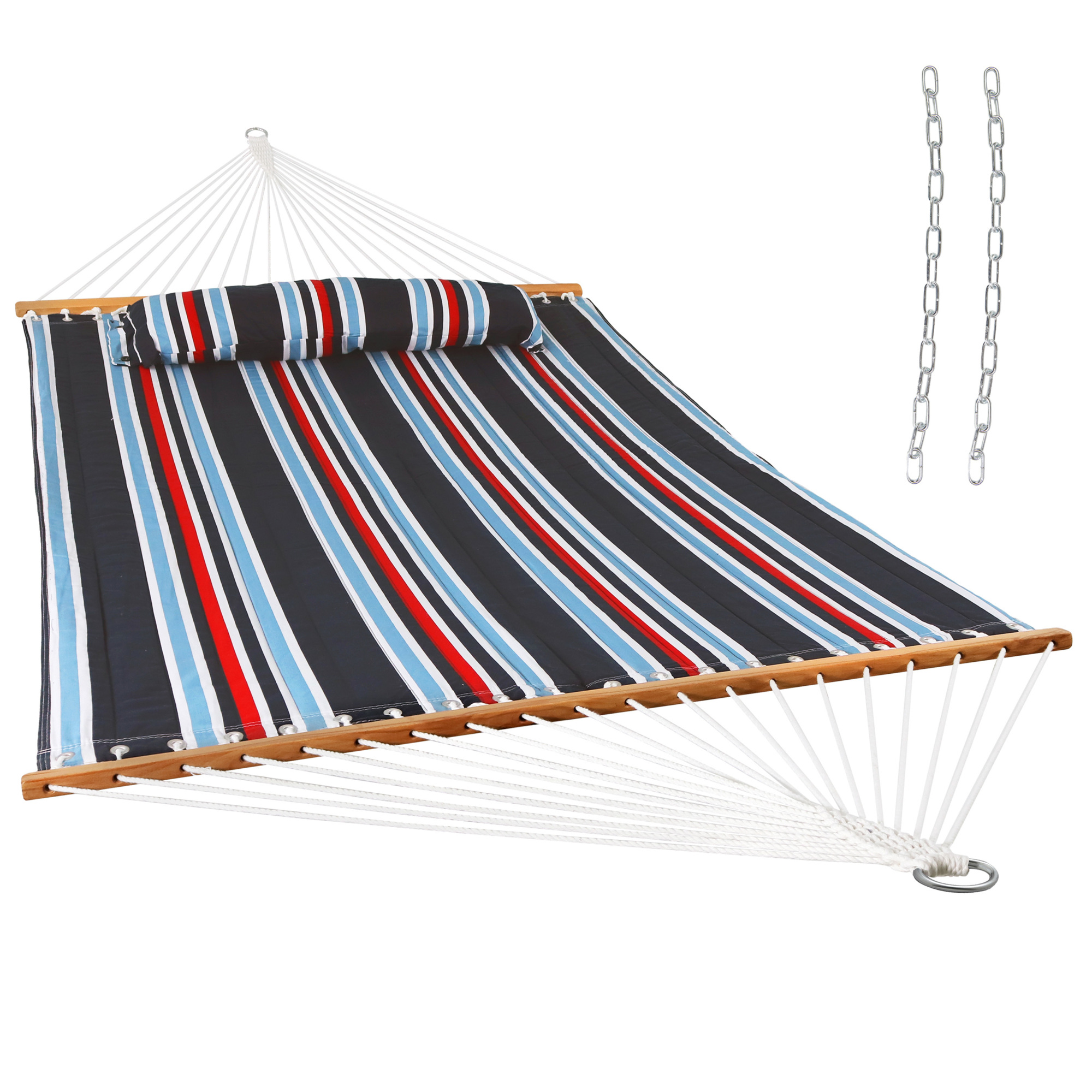 Sunnydaze Decor Quilted Hammock with Spreader Bar, Nautical, Model# LY-QFH-NS